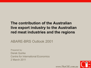 The contribution of the Australian live export industry