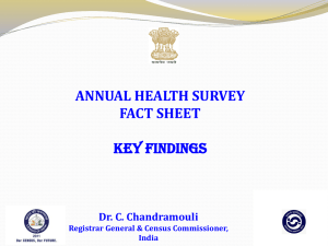 Annual Health Survey - Census of India Website