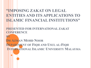 “Imposing Zakat on Legal Entities and Its Applications to Islamic