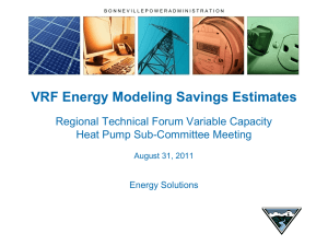 VRF Energy Modeling Savings Estimates