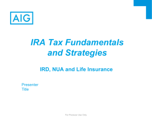 IRA Tax Fundamentals and Strategies Presentation