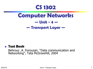 Unit - 4 — — Transport Layer