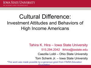 Investment Attitudes and Behaviors of High Income