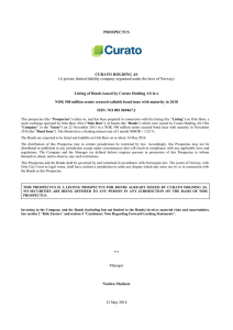 PROSPECTUS CURATO HOLDING AS (A private limited liability