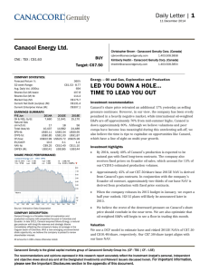 Daily Letter | 1 Canacol Energy Ltd. LED YOU DOWN A HOLE