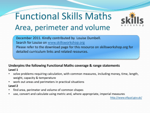 Area, perimeter and volume for Functional Maths