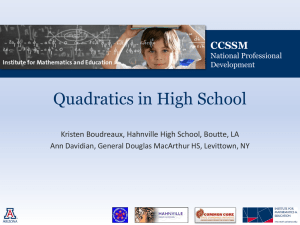 Quadratics in High School Mathematics