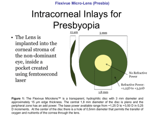 Intracorneal Inlays for Presbyopia