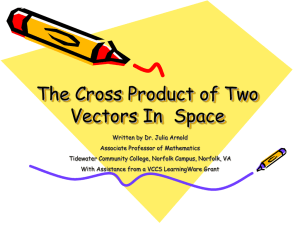 The Cross Product of Two Vectors In Space