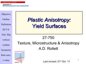 Anisotropy: elastic & plastic: yield surfaces