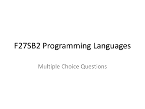 F27SB2 Programming Languages Multiple Choice