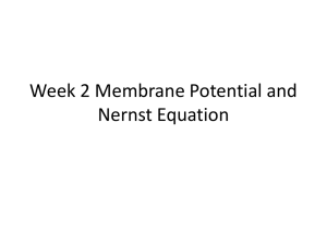 Week 2 Membrane Potential and Nernst Equation