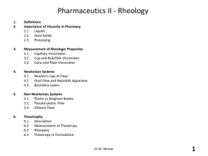 Pharmaceutics II - Rheology 2014 Students
