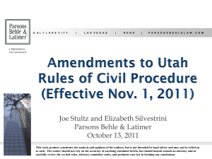 New Utah Rules of Civil Procedure