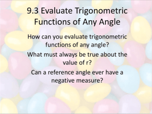 9.3 Evaluate Trigonometric Functions of Any Angle