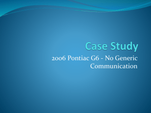 2006 Pontiac G6 Case Study No Generic Communication