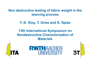 Non destructive testing of fabric weight in the weaving process Y.