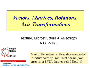 Points, Vectors, Transformations, Rotations (revised Nov `11)