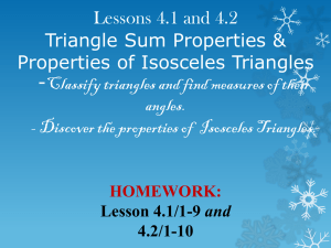 Chapter 4.1 Notes: Apply Triangle Sum Properties