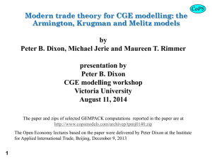 Modern Trade Theory for CGE Modelling: The Armington, Krugman