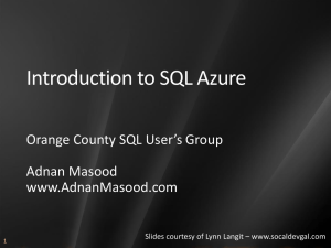 Introduction to SQL Azure