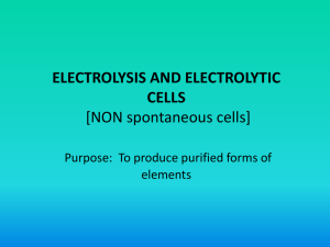 ELECTROLYSIS AND ELECTROLYTIC CELLS [NON spontaneous