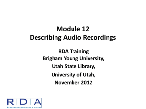 Module 12 - Describing Audio Recordings - Byu