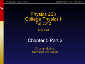 Circular Motion (part 2) - The Citadel Physics Department