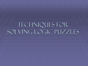 Techniques for Solving Logic Puzzles