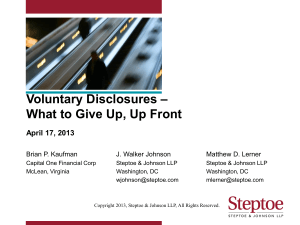 Voluntary Disclosures - Steptoe & Johnson LLP