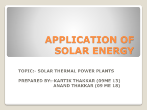 Application Of Solar Energy