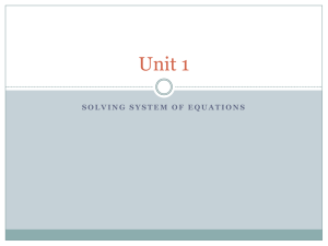 Unit 1 solving systems
