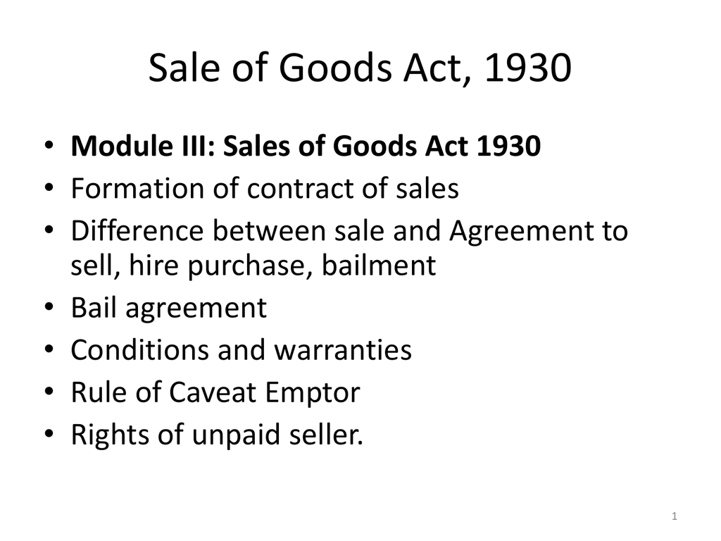 sale of goods act 1957 assignment