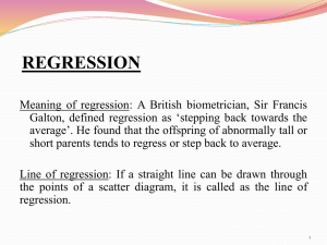 Regression equation of X on Y