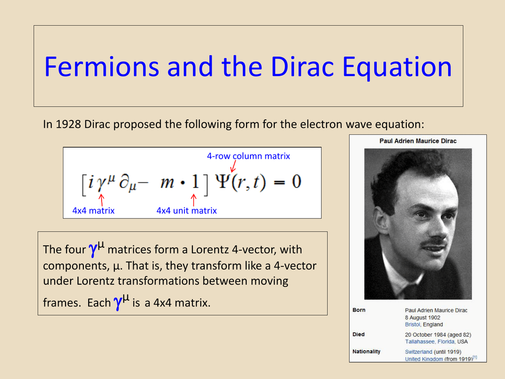  and the Dirac Equation