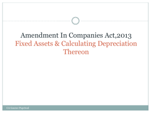 Amendments On Fixed Assets As Per Companies