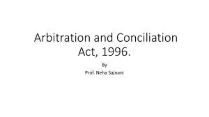 Arbitration and Conciliation Act, 1996.