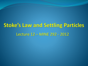 Stoke`s Law and Settling Particles