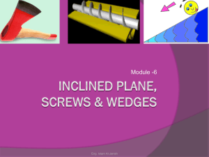 Inclined Plane, Screws & wedges - Technology