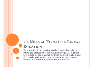 7.6 Normal Form of a Linear Equation