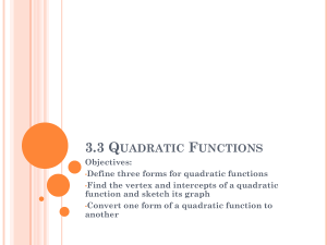 3.3 Quadratic Functions - ASB Bangna