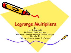 Lagrange Multipliers - Tidewater Community College