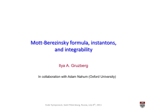 Mott-Berezinsky formula, instantons, and integrability