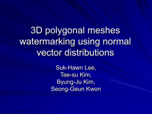 3D polygonal meshes watermarking using normal vector distributions