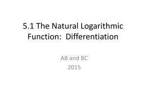 5.1 The Natural Logarithmic Function: Differentiation