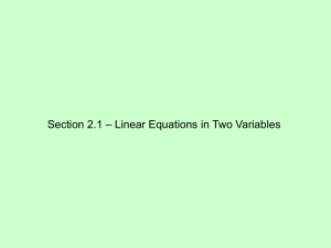 Section 2.1 - Linear Equations in Two Variables