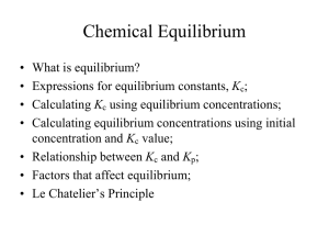 Chapter 13 – Chemical Equilibrium
