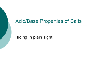 11 - Acid/Base Properties of Salts