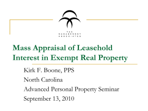 Mass Appraisal of Leasehold Interest in Exempt Real Property