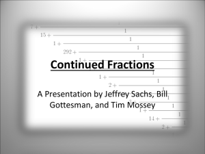 Continued Fractions